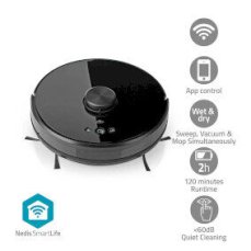 Nedis WIFIVCL001CBK čierna / Robotický vysávač 3v1 / zametanie  vysávanie  vytieranie / Wi-Fi / 0.6 l / 2000 Pa / LiDAR (WIFIVCL001CBK)