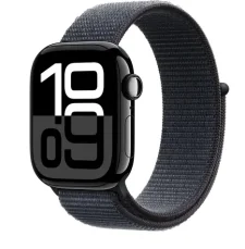 Apple Watch Series 10 GPS+Cellular 42mm Klavírno čierne hliníkové telo - Atramentovo fialový prevliekací remienok / 130-200 (MWX83QC/A)