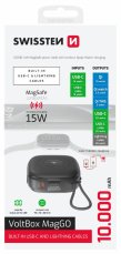 Swissten Voltbox MagGO 10000 mAh, 20W, USB-C + Lightning, Bezdrátové nabíjení, MagSafe, černá