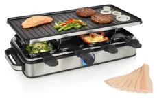 Princess 162645 Raclette 8 Grill Deluxe / Raclette gril / 8 pánviček / otočná deska 42x21cm