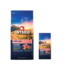 Ontario Adult Large Beef  Brown Rice 2x12kg + Barel ZDARMA / Granule pro dospělé psy