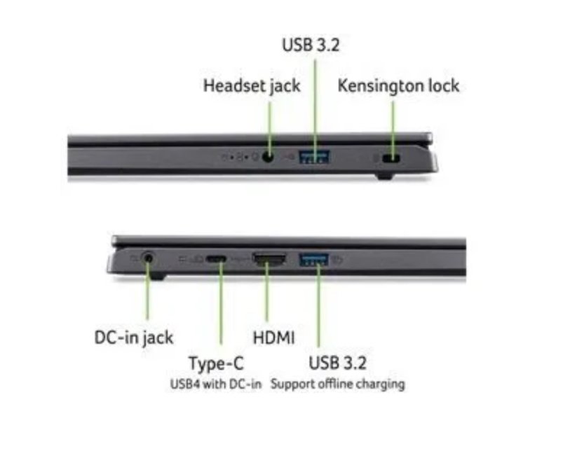 Notebook Acer Aspire 15 A15-41M-R4FS 15,6 palců / AMD Ryzen 7 8840HS 3.30 GHz / 16 GB / 1 000 GB NVMe SSD / Šedá