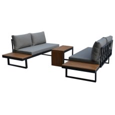 Autronic - Zahradní set šedý textilen, hliník, šedá barva, polywood světle hnědá barva - AZS-G1924 GREY