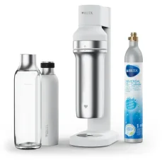 Brita sodaTRIO Carbonator Set bílá / výrobník sody / 1x CO2 plyn / 1x skleněná lahev / 1x nerezová láhev (118 365)