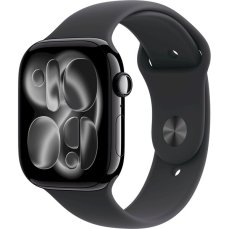 Apple Watch Series 11 Cellular (46mm) Klavírně černý hliník s černým sportovním řemínkem S/M