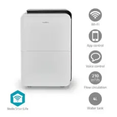 Nedis Odvlhčovač SmartLife / Wi-Fi / 30 l-Den / Odvlhčování / Průběžné / Sušení prádla / Ventilace / Android  iOS (DEHU30WTW)