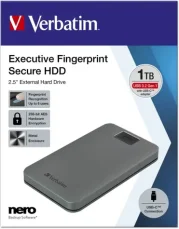 Verbatim Executive Fingerprint Secure 1TB šedá / Externý HDD / 2.5 / USB 3.2 Gen 1 / čítačka odtlačku prstov (53652)