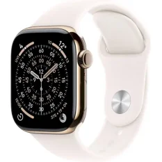 Apple Watch Series 11 GPS+Cellular 42mm Zlaté titanové tělo - Světle ruměný sportovní řemínek M/L / 150–200 mm (MF8X4MP/A)