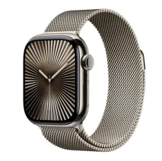 Apple Watch Series 10 GPS+Cellular 42mm Přírodní titanové tělo - Přírodní milánský tah / 130–180 mm (MWXF3)