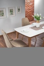 Halmar BARRET barva deska - bílá mat, nohy - dub lefkas (90-190x80x75 cm) (1p=1szt)