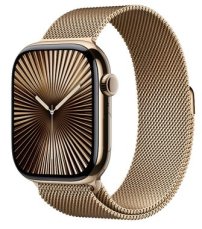 Apple Watch Series 10 GPS+Cellular 46mm Zlaté titánové telo - Zlatý milánsky ťah (M/L) / 150-200 mm (MX003)