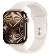Apple Watch Series 10 GPS+Cellular 46mm Zlaté titanové tělo - Hvězdně bílý sportovní řemínek (M/L) / 160–210 mm (MWYY3QC/A)