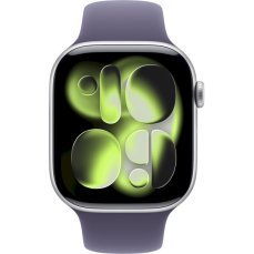 Apple Watch Series 11 Cellular (46mm) Stříbrný hliník s mlžně fialovým sportovním řemínkem M/L