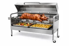 UG Grill Plynový rožňový gril nerez – rotisserie na sele, kýtu i kuřata (do 25 kg) (DA-012)