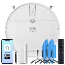 Niceboy ION Charles i4 biela / Robotický vysávač s mopom / sací výkon 2000 Pa / prachová nádoba 600 ml / HEPA (charles-i4-white)