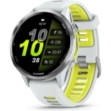Garmin Forerunner 970 bílá/titanová luneta s bílo-žlutým poloprůhledným řemínkem
