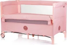 CHIPOLINO Postýlka cestovní se sklopnou bočnicí Relax Flamingo lněný vzor (KOSIRE244FL)