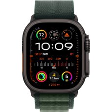 Apple Watch Ultra 2 GPS + Cellular 49mm Black Titanium Case with Dark Green Alpine Loop - Small