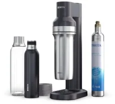 Brita sodaTRIO Carbonator Set čierna / výrobník sódy / 1x CO2 plyn / 1x sklenená fľaša / 1x nerezová fľaša (118 341)