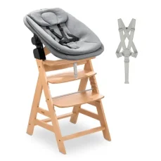 Hauck Alpha Newborn set Pro dřevěná/šedá / jídelní židle + novorozenecký  s polohováním / 0m+ / max 90kg (HK662960)