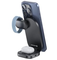 Swissten 3v1 Skládací bezdrátová nabíječka QI2, MagSafe