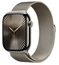 Apple Watch Series 10 GPS+Cellular 46mm Prírodné titánové telo - Prírodný milánsky ťah (M/L) / 150-200 mm (MWYC3QC/A)
