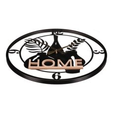 Autronic Hodiny nástěnné - pr. 60 cm, kov a MDF, nápis HOME (HW4006)