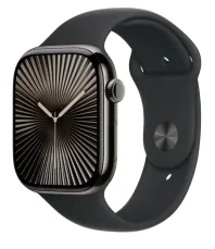 Apple Watch Series 10 GPS+Cellular 46mm Bridlicovo šedé titánové telo - Čierny športový remienok (S/M) / 140-190 mm (MWYD3QC/A)