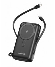 Swissten Powerbanka PD 22,5W 20 000 mAh, MagSafe s integrovanými kabely USB-C a Lightning - černá