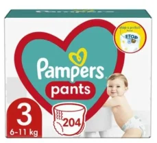 Pampers Pants 6-11kg (204ks) / Plenkové kalhotky / Velikost 3 (6-11kg) (DIOPMPPIE0180)