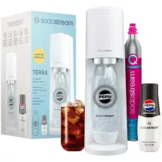 SodaStream Terra bílá Pepsi Zero Mpack / Výrobník sody / bez BPA / 1x láhev 1 L / 1x CO2 plyn / 1x sirup (7290116749068)