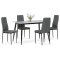 Autronic - Jídelní set 1+4, rozměr stolu 130x70x76 cm, keramika, kov, stůl bílá+černá, židle šedá+černá - ASE-1004 GREY2