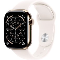 Apple Watch Series 11 Cellular (42mm) Zlatý Titan se světle ruměným sportovním řemínkem S/M