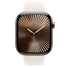 Apple Watch S10 Cellular 46mm Gold Titanium Case with Starlight Sport Band - M/L
