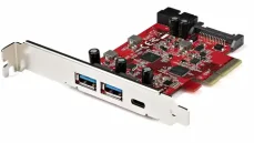 StarTech PCIe karta 5x USB 10Gbps červená / Radič USB / PCIe / USB 3.2 Gen 2 / 2x USB-A + 1x USB-C (PEXUSB312A1C1H)