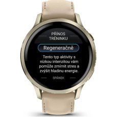 Garmin Venu 4 (41 mm) Zlaté / Bílý silikonový řemínek a Light Sand kožený řemínek