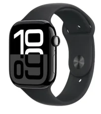 Apple Watch Series 10 GPS+Cellular 42mm Klavírno čierne hliníkové telo - Čierny športový remienok (S/M) / 130-180 mm (MWX63QC/A)