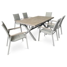 Autronic - Stůl zahradní 180x100x75, deska polywood v dekoru světlého dubu, hliníková konstrukce, béžová barva - AZT-S1510 OAK