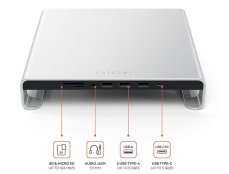 Satechi Aluminum Monitor Stand Hub for iMac - Silver