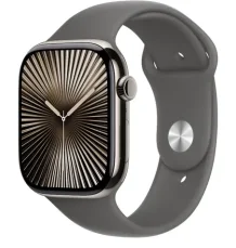 Apple Watch Series 10 GPS+Cellular 46mm Prírodné titánové telo - Skálovo šedý športový remienok (S/M) / 140-190 mm (MWY93QC/A)