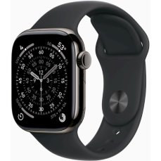 Apple Watch Series 11 Cellular (42mm) Břidlicově šedý titan s černým sportovním řemínkem M/L