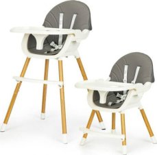 ECOTOYS Jedálenská stolička 2v1 Šedá / od 6 mesiacov (HA-004 GRAY)
