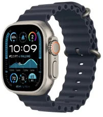 Apple Watch Ultra 2 (2024) GPS+Cellular 49mm Přírodní titanové tělo - Námořnicky modrý oceánský řemínek / 130-200 mm (MX4D3QC/A)