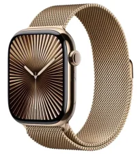 Apple Watch Series 10 GPS+Cellular 46mm Zlaté titanové tělo - Zlatý milánský tah (M/L) / 150–200 mm (MX003)