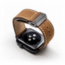 Monowear Leather Band so sponou pre Apple Watch – hnedá, Dark Gray