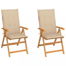 Zahradní židle 2 ks teak / látka Dekorhome