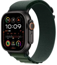 Apple Watch Ultra 2 (2024) GPS+Cellular 49mm Černé titanové tělo - Tmavě zelený alpský tah (M) / 145-190 mm (MX4R3QC/A)