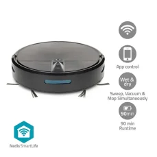 Nedis WIFIVCR10CBK čierna / Robotický vysávač 3v1 / zametanie  vysávanie  vytieranie / Wi-Fi / 0.6 l / 2000 Pa / HEPA 12 (WIFIVCR10CBK)