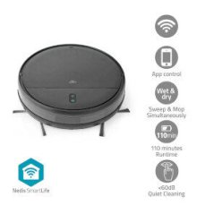 Nedis WIFIVCR001CBK čierna / Robotický vysávač 3v1 / zametanie  vysávanie  vytieranie / Wi-Fi / 0.2 l / 1400 Pa / HEPA (WIFIVCR001CBK)