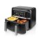 Nedis KAAFD350EBK černá / Dvojitá horkovzdušná fritéza / 2600 W / 2x 4.2 l / Časovač: 60 min / 6 programů (KAAFD350EBK)